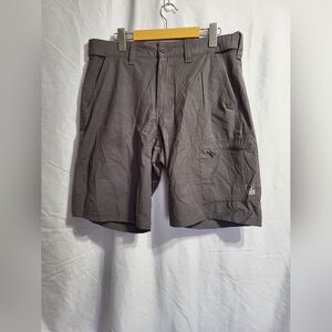 Huk Men's Charcoal Cargo Shorts, Size Medium (34)
